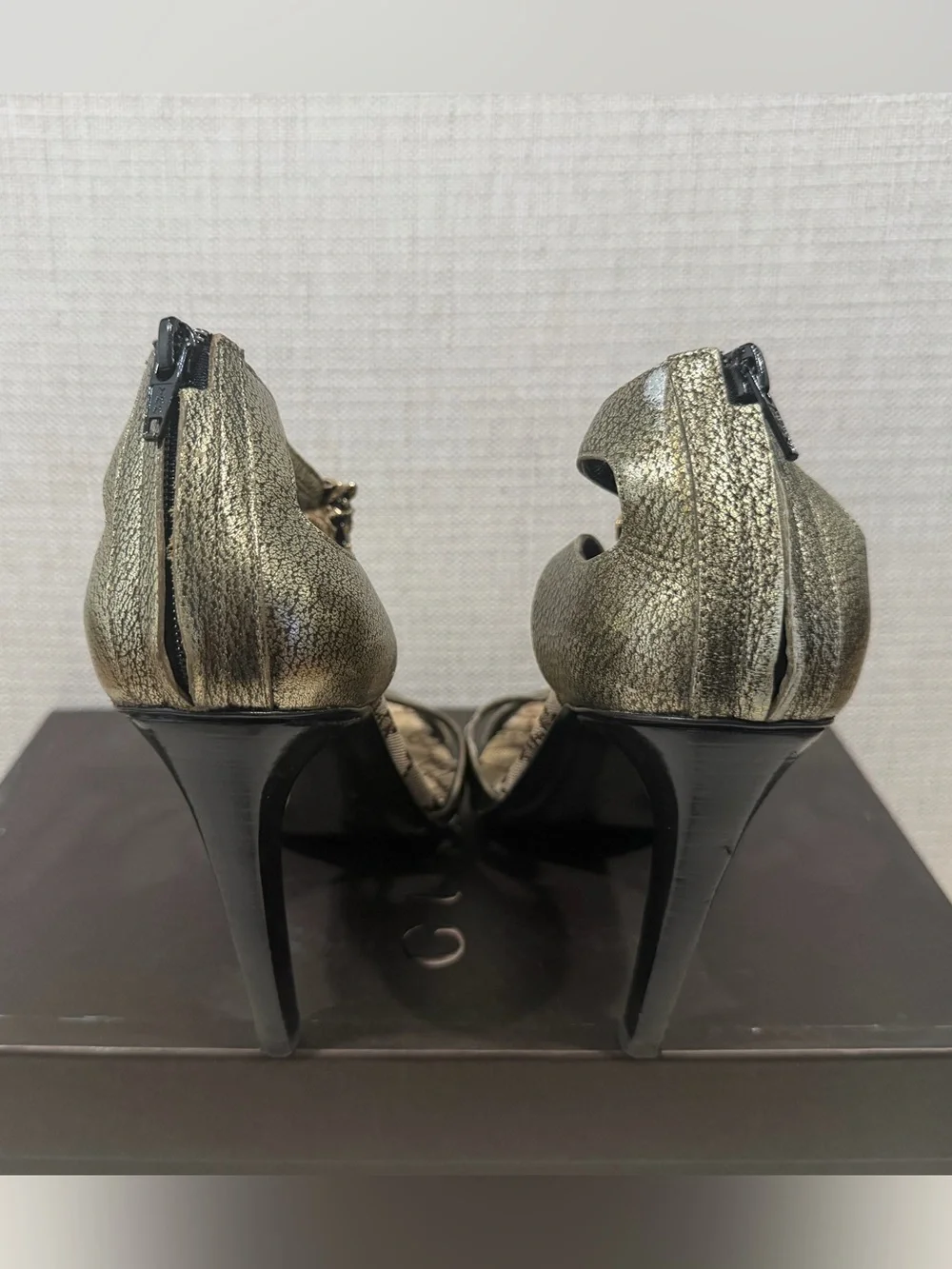 Gucci Tom Ford 2004 Dragon GG Monogram Heels Sandals 37C